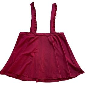 Size 3XL - Women's SHEIN Ruffle Trim Strap Skater Suspender Dress Burgundy